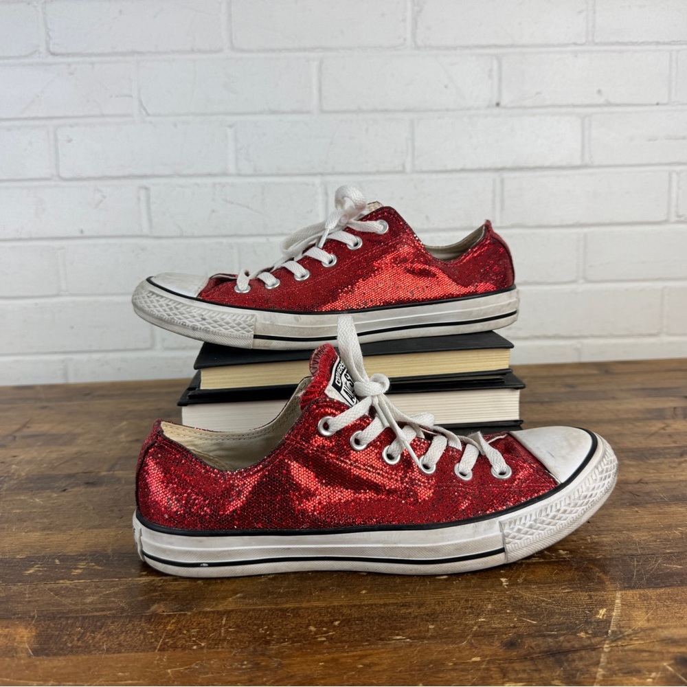 Converse Red Sparkle Sneakers Women’s Size 10 Men’s 8 Chuck Taylor